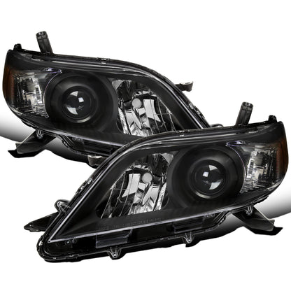 Ronnin - Compatible con Toyota Sienna 2011-2020 Par de conjuntos de faros delanteros halógenos de repuesto | Negro