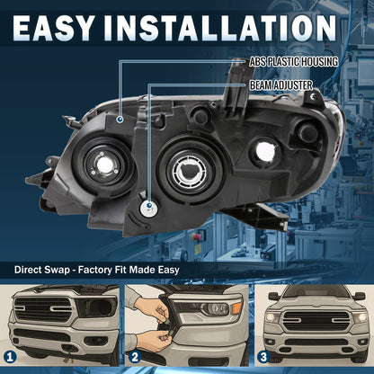 Ronnin - Compatible con Toyota Sienna 2011-2020 Conjunto de faros halógenos de repuesto lado del pasajero | Cromo