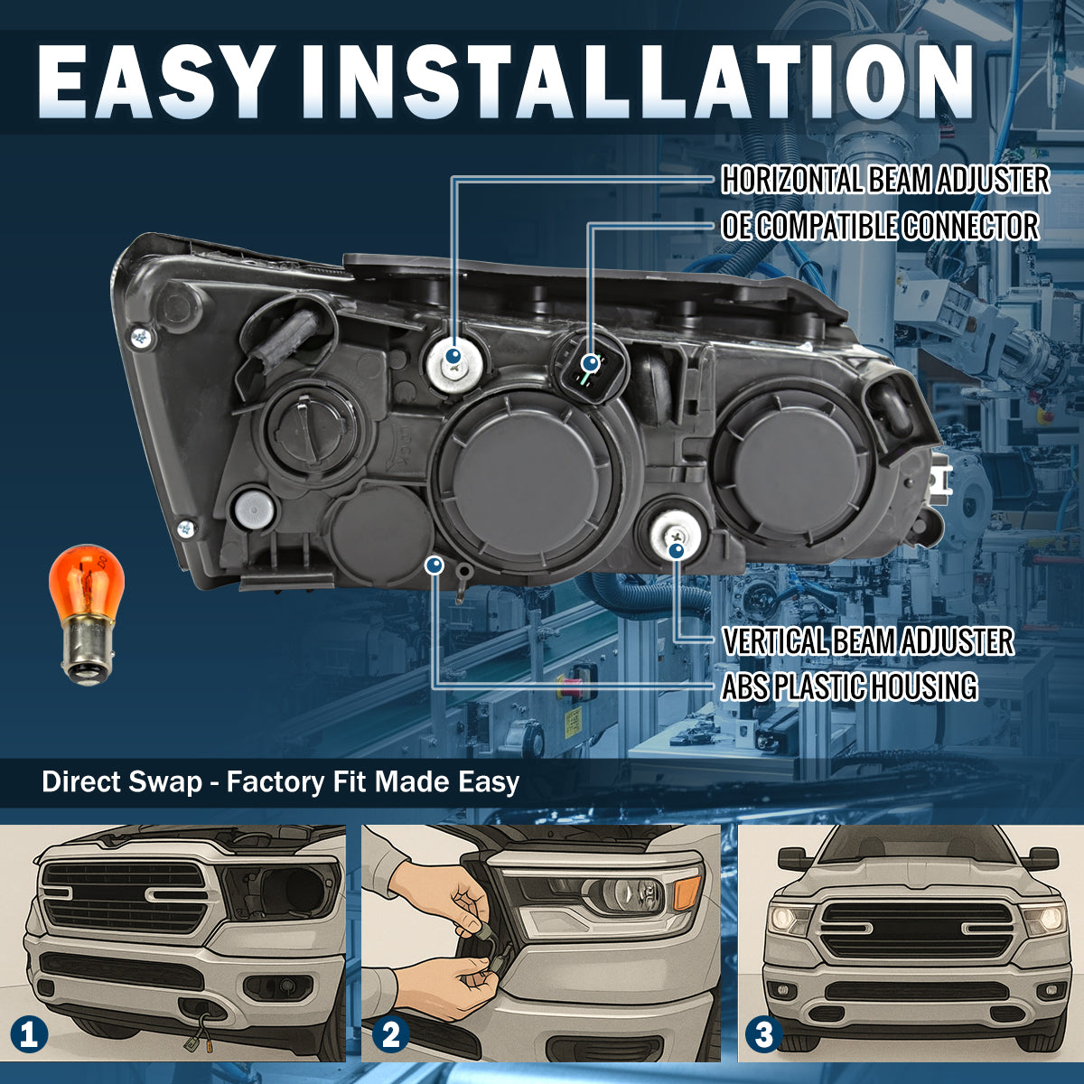Ronnin - Se adapta a los faros delanteros halógenos con proyector de repuesto para Hyundai Sonata 2006-2008, par | Negro