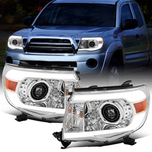 Ronnin - Fits 2005-2011 Toyota Tacoma LED Tube Projector Headlights Assembly Head Lamps Replacement Pair | Chrome