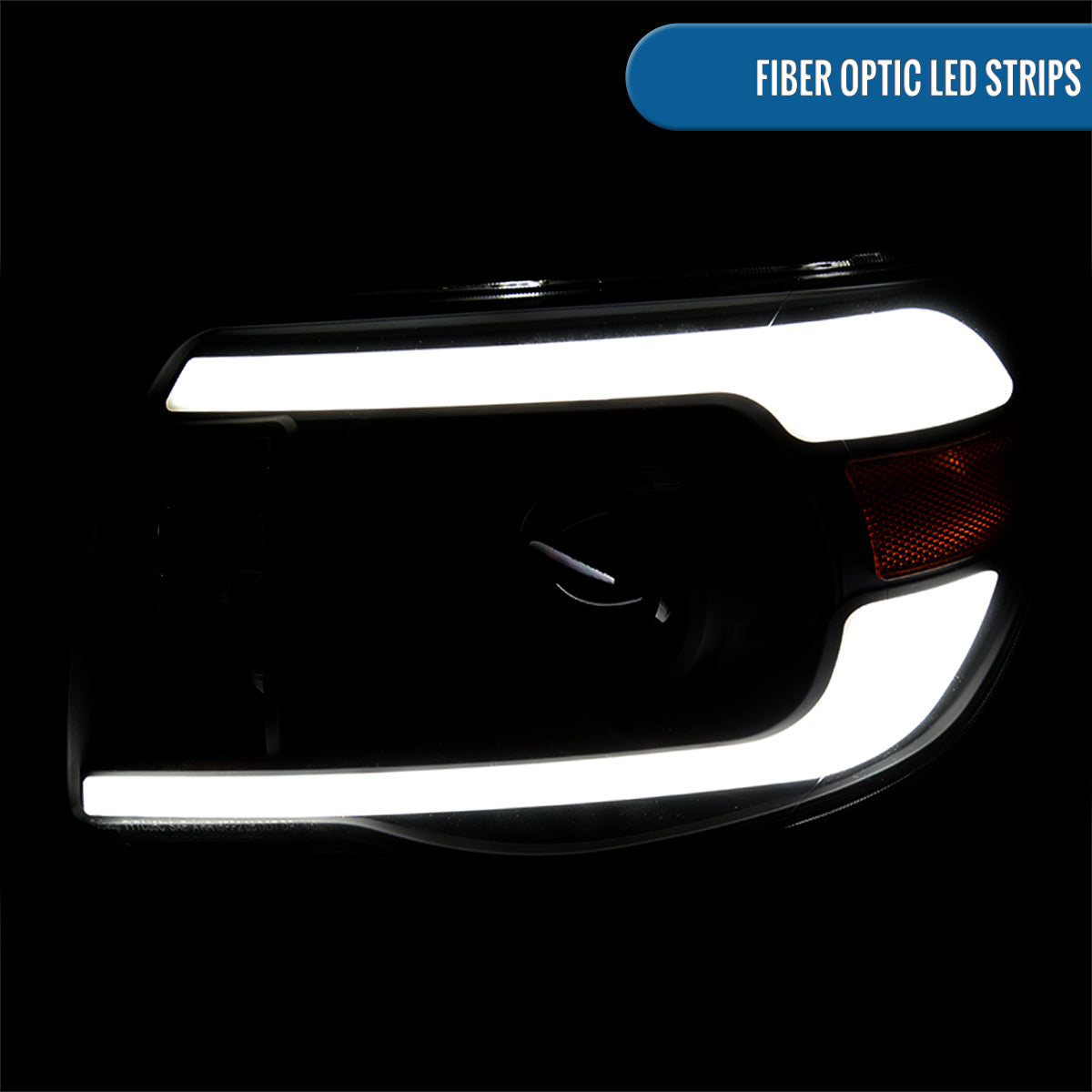 Ronnin - Fits 2005-2011 Toyota Tacoma LED Tube Projector Headlights Assembly Head Lamps Replacement Pair | Black