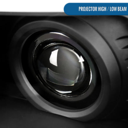 Ronnin - Fits 2005-2011 Toyota Tacoma LED Tube Projector Headlights Assembly Head Lamps Replacement Pair | Black