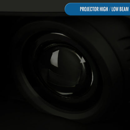 Ronnin - Fits 2005-2011 Toyota Tacoma LED Tube Projector Headlights Assembly Head Lamps Replacement Pair | Black Smoke