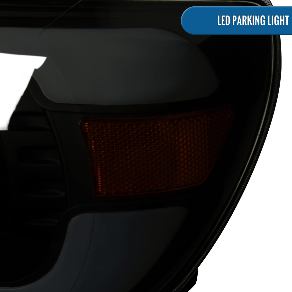 Ronnin - Fits 2005-2011 Toyota Tacoma LED Tube Projector Headlights Assembly Head Lamps Replacement Pair | Black Smoke