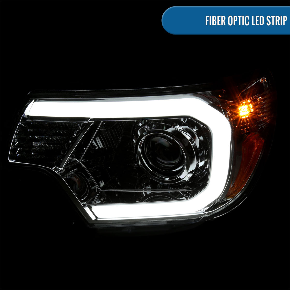 Ronnin - Fits 2012-2015 Toyota Tacoma Upgraded LED Running Tube Lights Projector Headlights Replacement Assembly Pair | Chrome