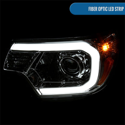 Ronnin - Fits 2012-2015 Toyota Tacoma Upgraded LED Running Tube Lights Projector Headlights Replacement Assembly Pair | Chrome