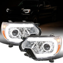 Ronnin - Fits 2012-2015 Toyota Tacoma Upgraded LED Running Tube Lights Projector Headlights Replacement Assembly Pair | Chrome