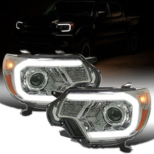 Ronnin - Fits 2012-2015 Toyota Tacoma Upgraded LED Running Tube Lights Projector Headlights Replacement Assembly Pair | Smoke