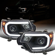 Ronnin - Fits 2012-2015 Toyota Tacoma Upgraded LED Running Tube Lights Projector Headlights Replacement Assembly Pair | Black