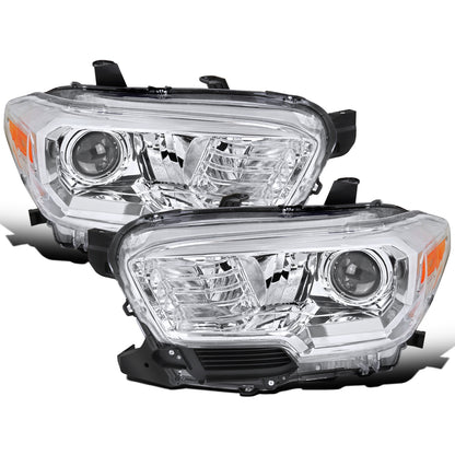 Ronnin - Se adapta a Toyota Tacoma de 2016-2023 Par de montaje de repuesto de faros de proyector halógenos | Cromado