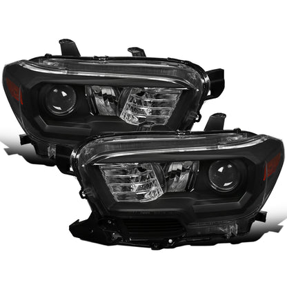 Ronnin - Compatible con el juego de faros delanteros halógenos con proyector de repuesto para Toyota Tacoma 2016-2023 | Negros