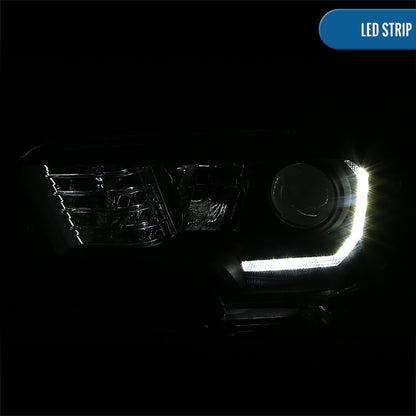 Ronnin - Conjunto de faros delanteros con proyector halógeno de tubo LED de repuesto para Toyota Tacoma 2016-2023 | Negro