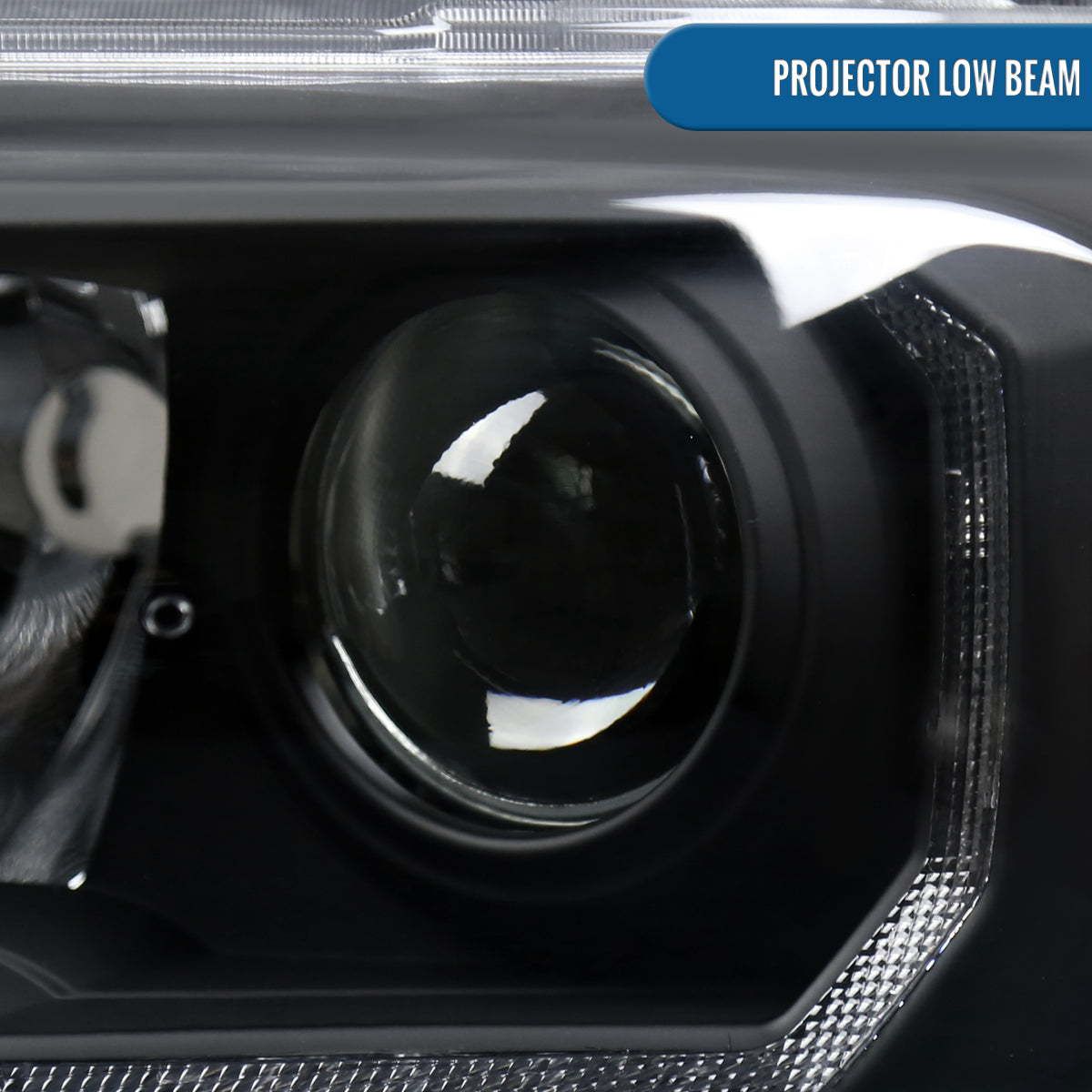 Ronnin - Conjunto de faros delanteros con proyector halógeno de tubo LED de repuesto para Toyota Tacoma 2016-2023 | Negro