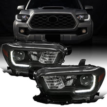 Ronnin - Conjunto de faros delanteros con proyector halógeno de tubo LED de repuesto para Toyota Tacoma 2016-2023 | Negro