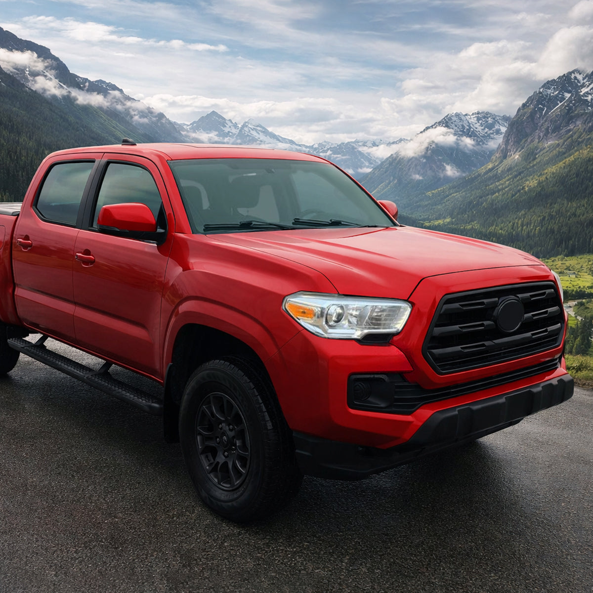 Ronnin - Se adapta a la Toyota Tacoma 2016-2023 Ensamblaje de reemplazo de faros de proyector halógenos Lado del pasajero | Cromo