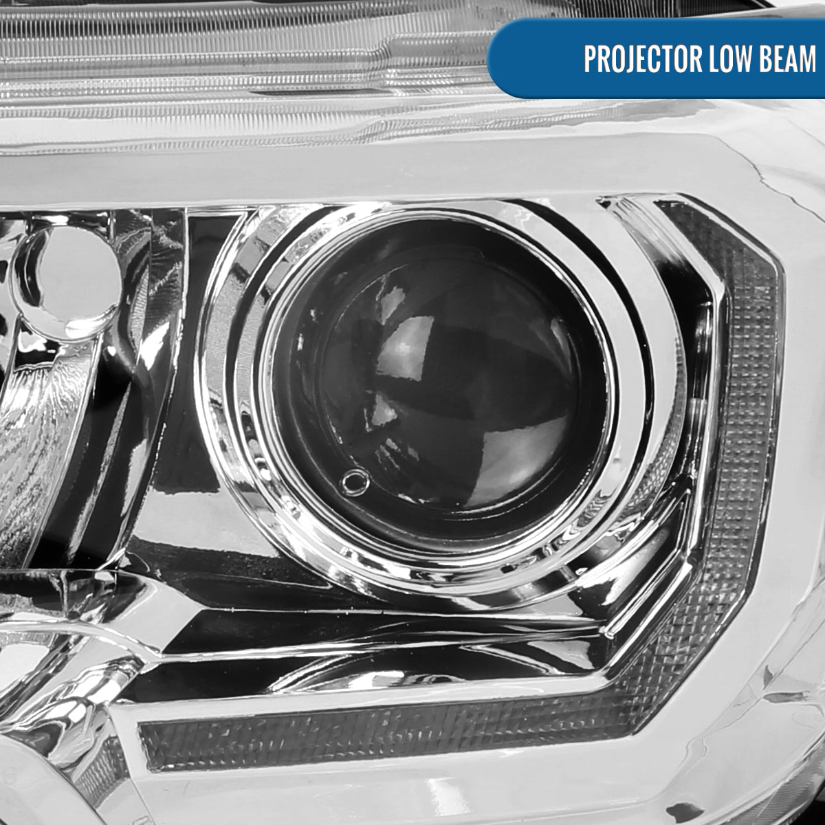 Ronnin - Conjunto de faros delanteros con proyector halógeno de tubo LED de repuesto mejorado para Toyota Tacoma 2016-2023 | Cromo