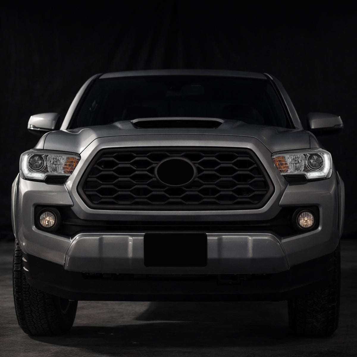 Ronnin - Conjunto de faros delanteros con proyector halógeno de tubo LED de repuesto mejorado para Toyota Tacoma 2016-2023 | Cromo