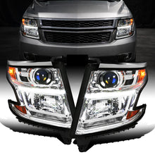 Ronnin - Se adapta a Chevy Tahoe Suburban 3500HD 2015-2020 Mejora de reemplazo Tubo de luz diurna LED Faros de proyector halógenos Ensamblaje Par | Cromado