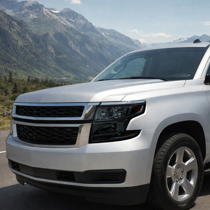 Ronnin - Compatible con Chevy Tahoe Suburban 3500HD 2015-2020 Mejora Reemplazo Tubo de Luz LED de Circulación Proyector Halógeno Conjunto de Faros Par | Ahumado