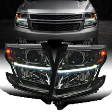 Ronnin - Compatible con Chevy Tahoe Suburban 3500HD 2015-2020 Mejora Reemplazo Tubo de Luz LED de Circulación Proyector Halógeno Conjunto de Faros Par | Ahumado