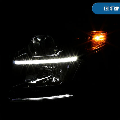 Ronnin - Compatible con Chevy Tahoe Suburban 3500HD 2015-2020, actualización de reemplazo de conjunto de faros delanteros con proyector halógeno y tubo de luz LED diurna | Par Negro