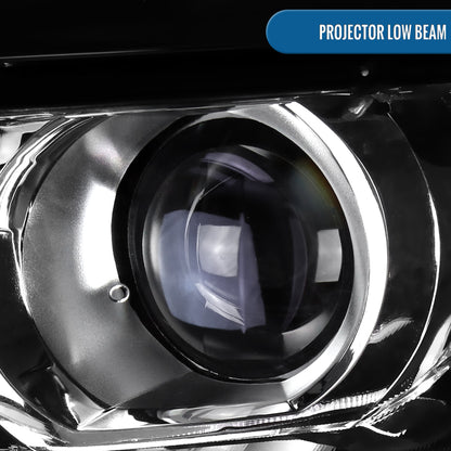 Ronnin - Compatible con Chevy Tahoe Suburban 3500HD 2015-2020, actualización de reemplazo de conjunto de faros delanteros con proyector halógeno y tubo de luz LED diurna | Par Negro