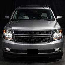 Ronnin - Compatible con Chevy Tahoe Suburban 3500HD 2015-2020, actualización de reemplazo de conjunto de faros delanteros con proyector halógeno y tubo de luz LED diurna | Par Negro
