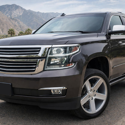 Ronnin - Compatible con Chevy Tahoe Suburban 3500HD 2015-2020, actualización de reemplazo, conjunto de faros delanteros con proyector halógeno y tubo de luz diurna LED, lado del conductor | Negro