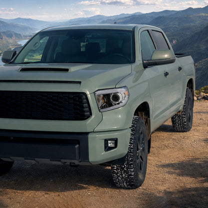 Ronnin - Compatible con Toyota Tundra 2014-2021. Par de faros delanteros con proyector halógeno, luces direccionales LED secuenciales conmutables mejoradas | Cromado
