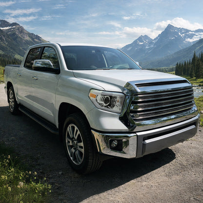 Ronnin - Compatible con Toyota Tundra 2014-2021. Par de faros delanteros con proyector halógeno, luces direccionales LED secuenciales conmutables mejoradas | Cromado