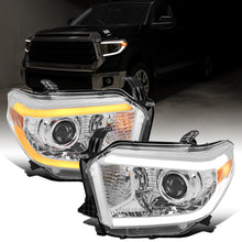 Ronnin - Fits 2014-2021 Toyota Tundra Upgraded Replacement LED Switchback Sequential Turn Signals Halogen Projector Headlights Assembly Pair | Chrome