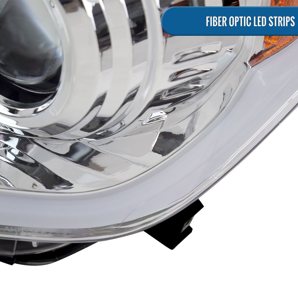 Ronnin - Fits 2014-2021 Toyota Tundra Upgraded Replacement LED Running Light Tube Halogen Projector Headlights Assembly Pair | Chrome