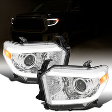 Ronnin - Fits 2014-2021 Toyota Tundra Upgraded Replacement LED Running Light Tube Halogen Projector Headlights Assembly Pair | Chrome
