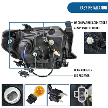 Ronnin - Compatible con Toyota Tundra 2014-2021, Luces Delanteras Tipo Proyector Halógeno Mejoradas con Señales de Giro LED Secuenciales de Doble Color (Switchback) | Par | Ahumado