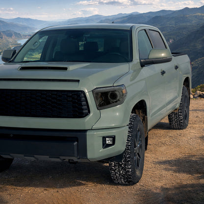 Ronnin - Compatible con Toyota Tundra 2014-2021, Luces Delanteras Tipo Proyector Halógeno Mejoradas con Señales de Giro LED Secuenciales de Doble Color (Switchback) | Par | Ahumado