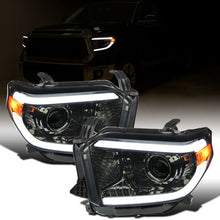 Ronnin - Fits 2014-2021 Toyota Tundra Upgraded Replacement LED Running Light Tube Halogen Projector Headlights Assembly Pair | Smoke