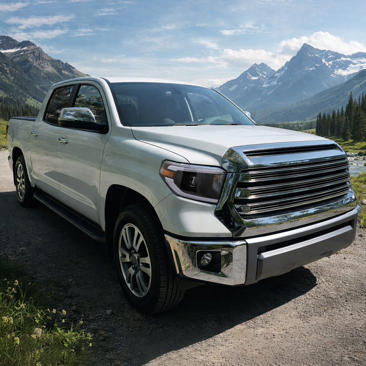 Ronnin - Compatible con Toyota Tundra 2014-2021, Luces Delanteras Proyector Halógenas de Repuesto Mejoradas con LED Secuenciales de Señales de Giro Switchback, Par | Negro
