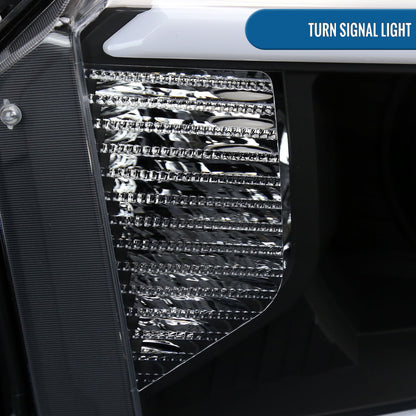 Ronnin - Fits 2014-2021 Toyota Tundra Upgraded Replacement LED Running Light Tube Halogen Projector Headlights Assembly Pair | Black