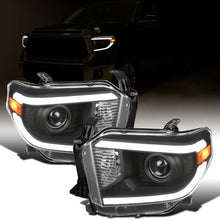 Ronnin - Fits 2014-2021 Toyota Tundra Upgraded Replacement LED Running Light Tube Halogen Projector Headlights Assembly Pair | Black