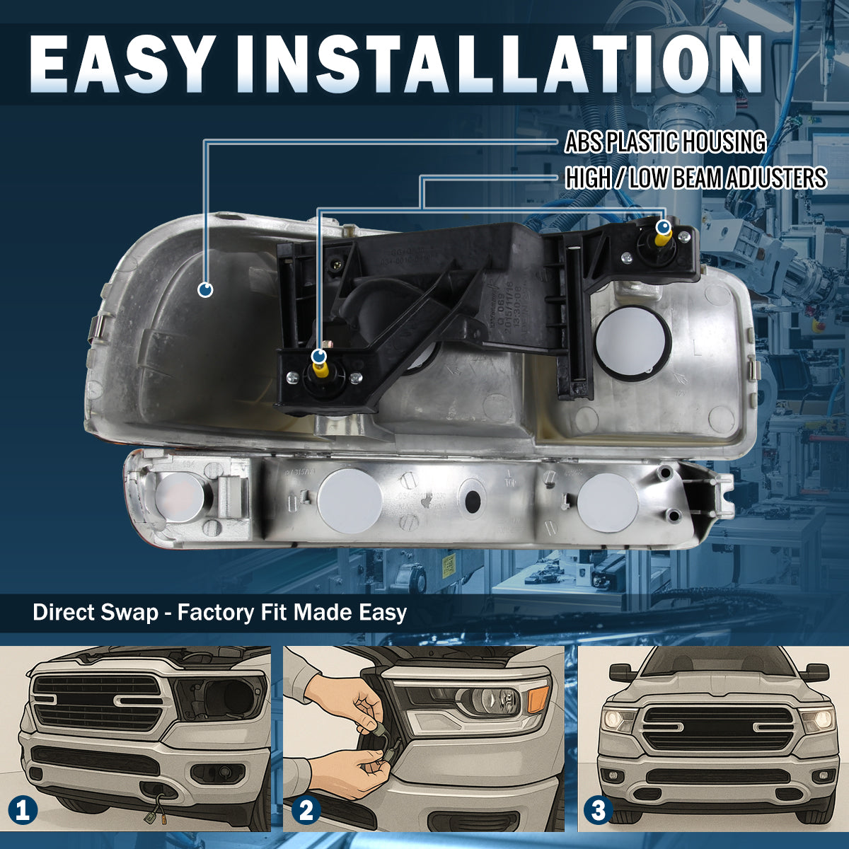 Ronnin - Compatible con GMC Sierra 1500 2500 3500 Classic Yukon XL 1500 2500 de 1999-2007. Conjunto de faros delanteros y luces de parachoques de repuesto, par | Cromado
