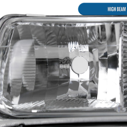 Ronnin - Fits 1999-2002 Chevy Silverado 1500 2500 2000-2006 Suburban 1500 2500 Tahoe  Factory Replacement Headlights + Bumper Lights Assembly Pair | Chrome