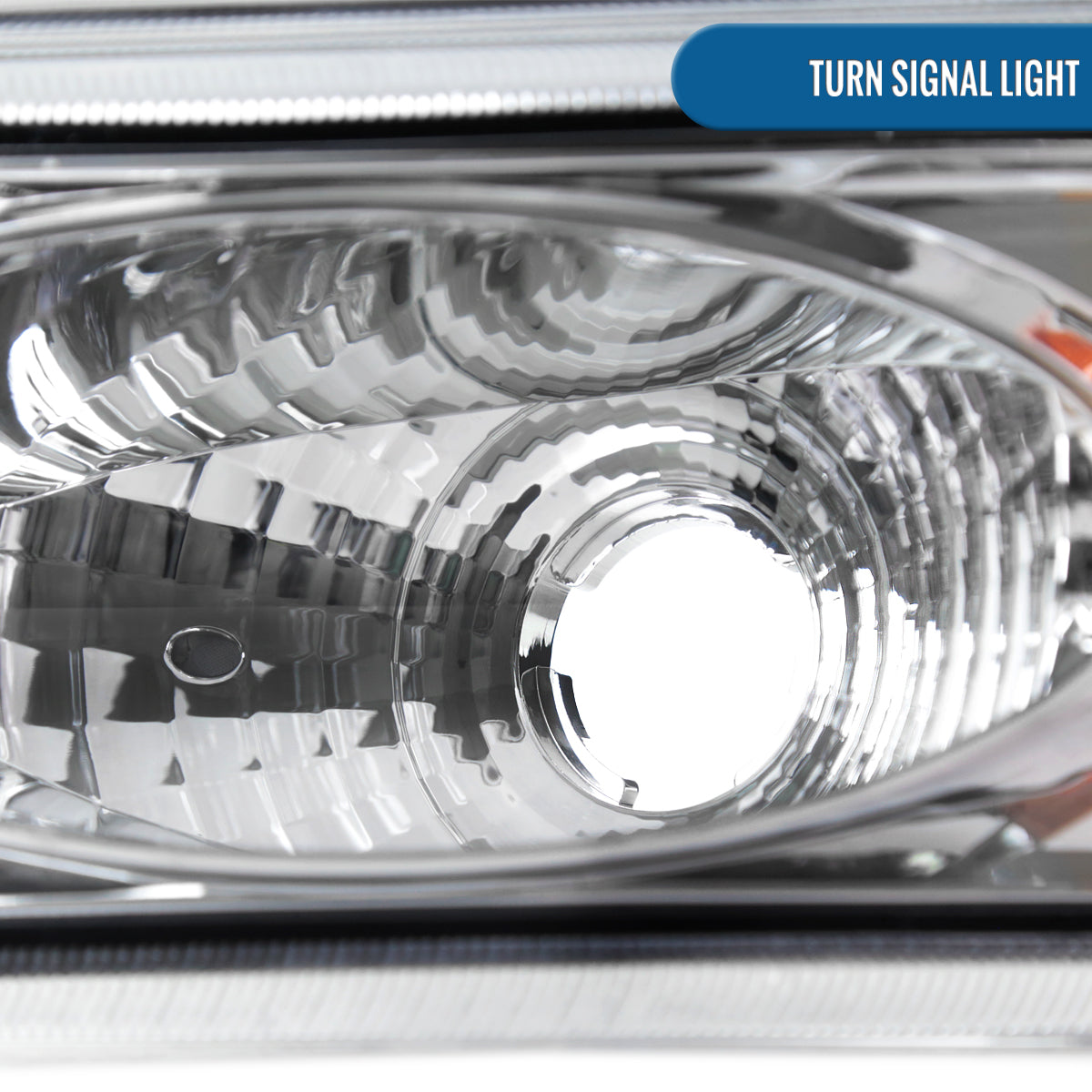 Ronnin - Fits 1999-2002 Chevy Silverado 1500 2500 2000-2006 Suburban 1500 2500 Tahoe  Factory Replacement Headlights + Bumper Lights Assembly Pair | Chrome