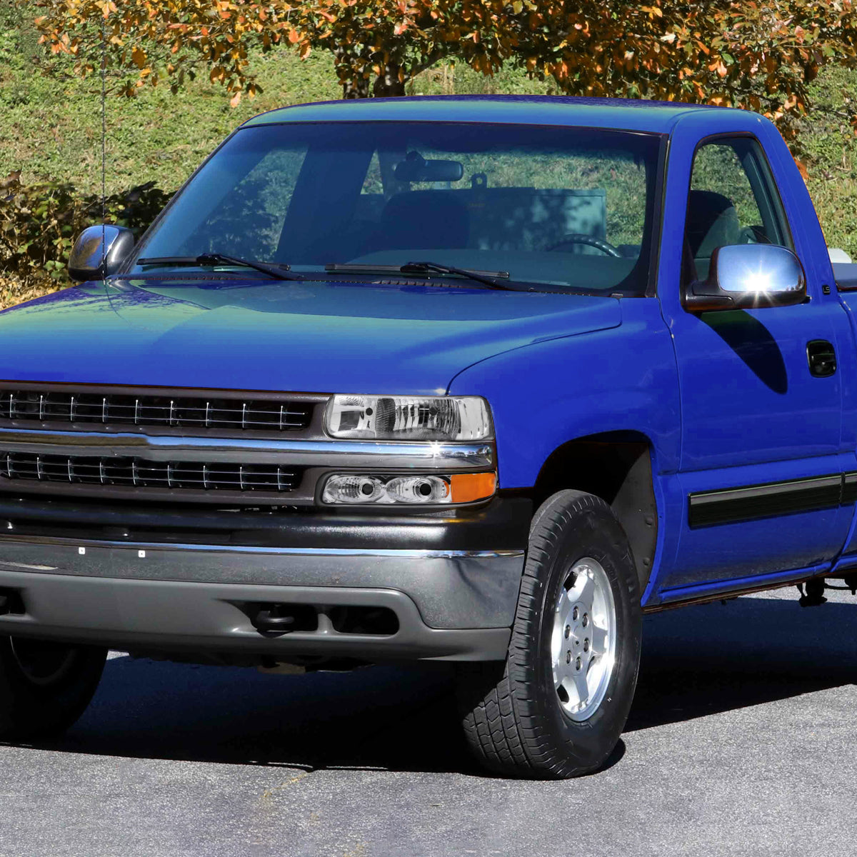 Ronnin - Fits 1999-2002 Chevy Silverado 1500 2500 2000-2006 Suburban 1500 2500 Tahoe  Factory Replacement Headlights + Bumper Lights Assembly Pair | Chrome