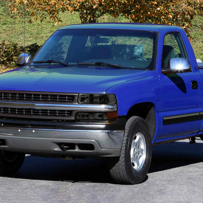 Ronnin - Fits 1999-2002 Chevy Silverado 1500 2500 2000-2006 Suburban 1500 2500 Tahoe  Factory Replacement Headlights + Bumper Lights Assembly Pair | Smoke