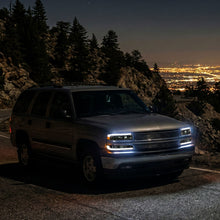 Ronnin - Compatible con Chevy Silverado 1500 2500 1999-2002, Suburban 1500 2500 Tahoe 2000-2006, mejora de repuesto, faros delanteros halógenos con tubo LED de luces de circulación diurna + conjunto de luces de parachoques (par) | Ahumado