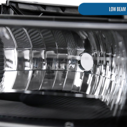 Ronnin - Fits 1999-2002 Chevy Silverado 1500 2500 2000-2006 Suburban 1500 2500 Tahoe  Factory Replacement Headlights + Bumper Lights Assembly Pair | Black