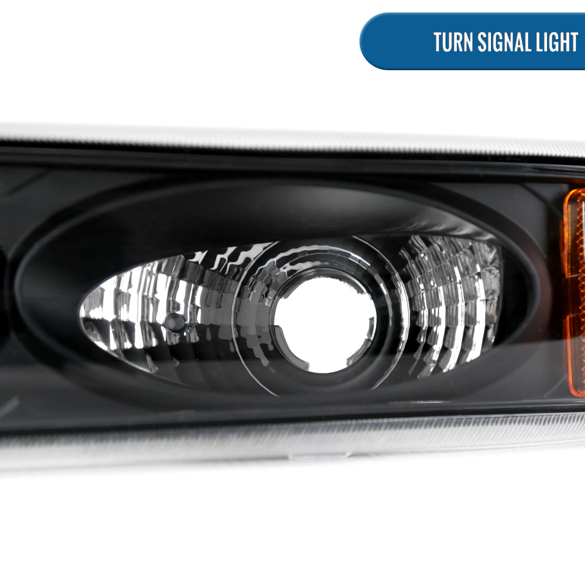 Ronnin - Fits 1999-2002 Chevy Silverado 1500 2500 2000-2006 Suburban 1500 2500 Tahoe  Factory Replacement Headlights + Bumper Lights Assembly Pair | Black