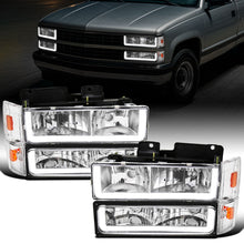 Ronnin - Fits 1988-1993 Chevy GMC C10 C/K 1500 2500 3500 Suburban Blazer Tahoe Silverado Sierra Upgraded LED Running Tube Lights Headlights + Bumper Lights + Corner Lamps Assembly Pair | Chrome