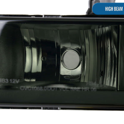 Ronnin - Fits 1988-1993 Chevy GMC C10 C/K 1500 2500 3500 Suburban Blazer Tahoe Silverado Sierra Upgraded LED Running Tube Lights Headlights + Bumper Lights + Corner Lamps Assembly Pair | Smoke