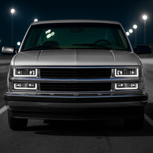 Ronnin - Fits 1994-1998 Chevy C10 C/K Silverado Suburban Tahoe LED Running Tube Lights Headlights + Corner Bumper Parking Lights Assembly Pair | Black